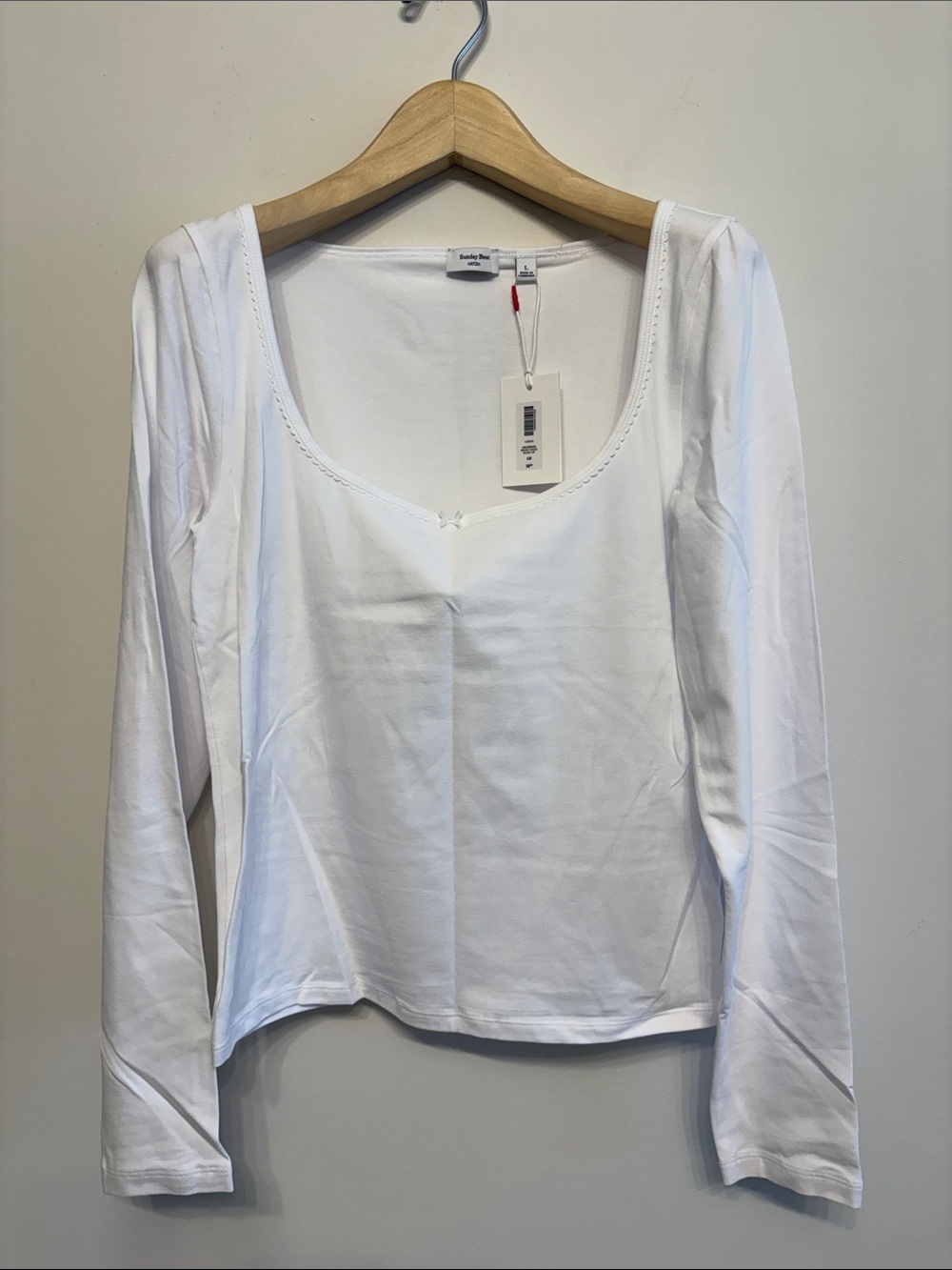 Aritzia Sunday best white halfmoon cotton long sleeve sz l large new